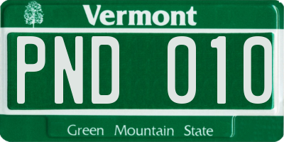 VT license plate PND010