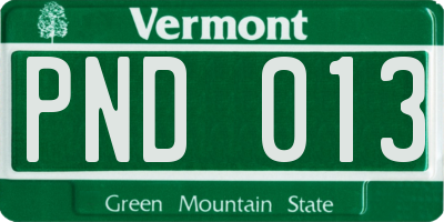 VT license plate PND013