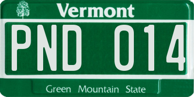 VT license plate PND014