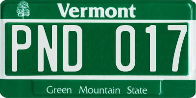 VT license plate PND017