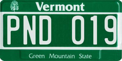 VT license plate PND019