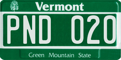 VT license plate PND020