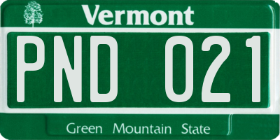 VT license plate PND021