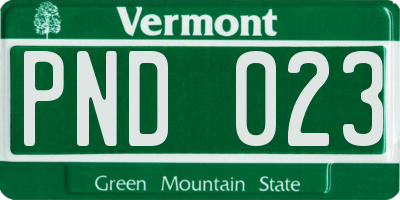 VT license plate PND023