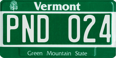 VT license plate PND024