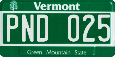 VT license plate PND025