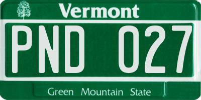 VT license plate PND027