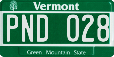 VT license plate PND028