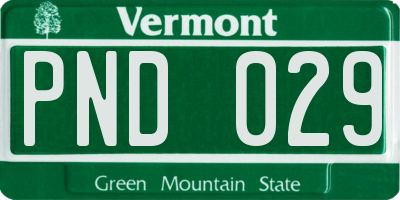 VT license plate PND029