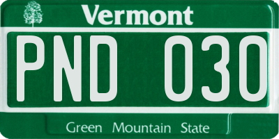 VT license plate PND030