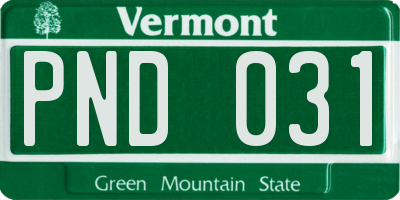 VT license plate PND031