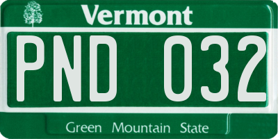 VT license plate PND032