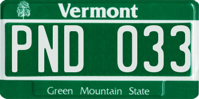 VT license plate PND033