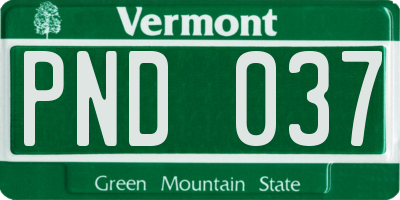 VT license plate PND037
