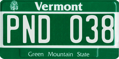 VT license plate PND038