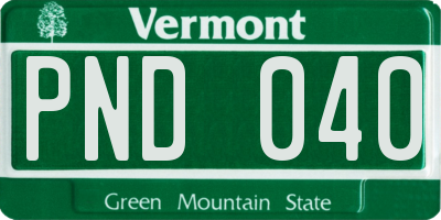 VT license plate PND040