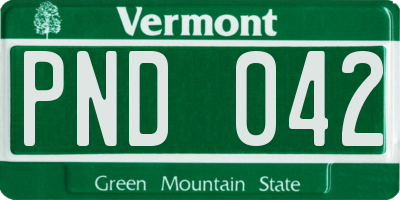 VT license plate PND042