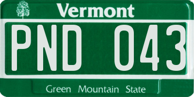 VT license plate PND043