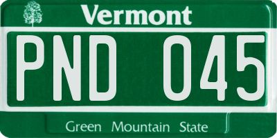 VT license plate PND045