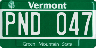 VT license plate PND047
