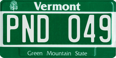 VT license plate PND049