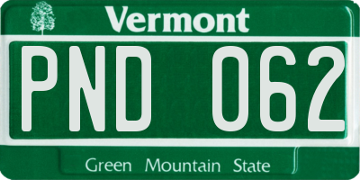VT license plate PND062