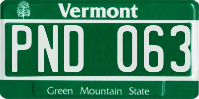 VT license plate PND063