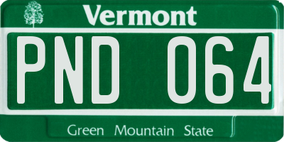 VT license plate PND064