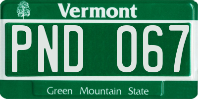VT license plate PND067