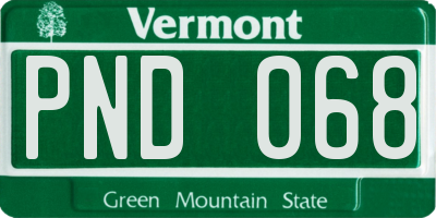 VT license plate PND068