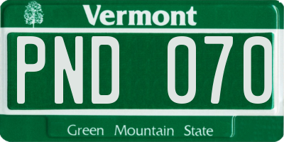 VT license plate PND070