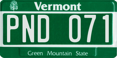 VT license plate PND071