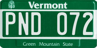 VT license plate PND072