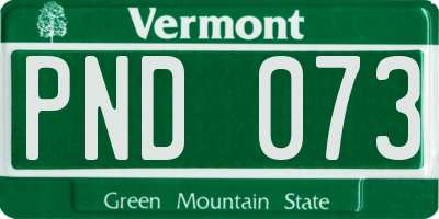 VT license plate PND073