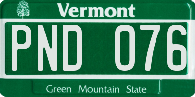 VT license plate PND076