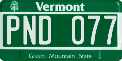 VT license plate PND077