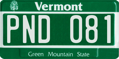 VT license plate PND081