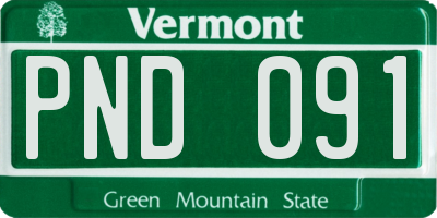 VT license plate PND091