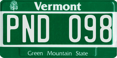 VT license plate PND098