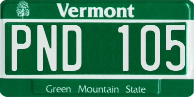 VT license plate PND105