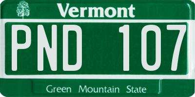 VT license plate PND107