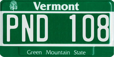 VT license plate PND108