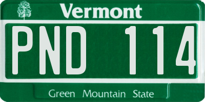VT license plate PND114