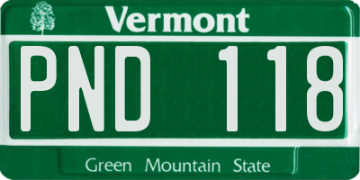 VT license plate PND118