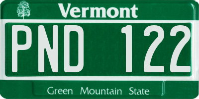 VT license plate PND122