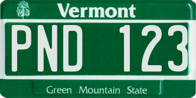 VT license plate PND123