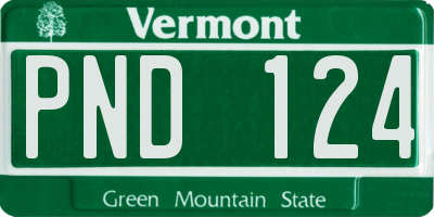 VT license plate PND124