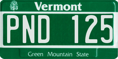 VT license plate PND125