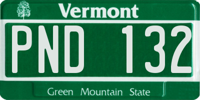 VT license plate PND132