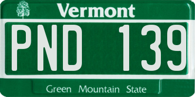 VT license plate PND139